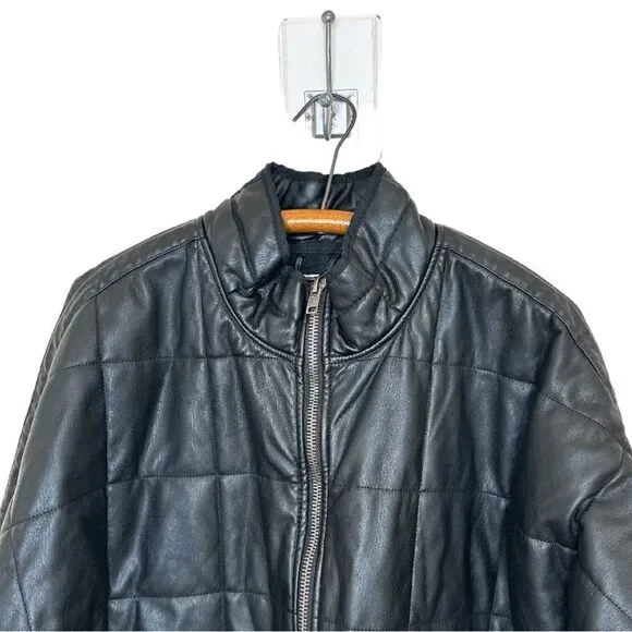 We The Free Faux Leather Quilted Bomber Jacket NWT - Picture 3 of 10